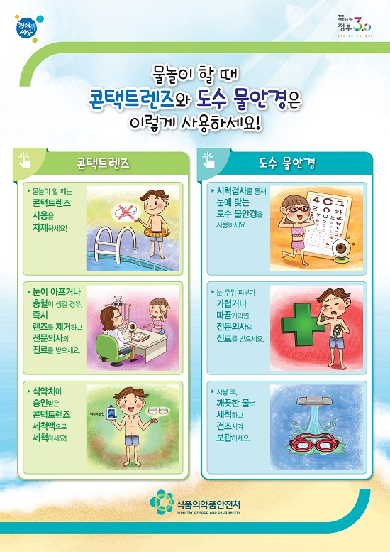 물놀이시 콘텐트렌즈, 도수안경 주의점