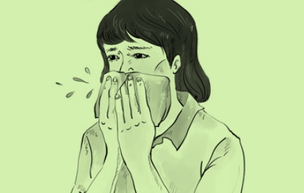 기침하는 여성