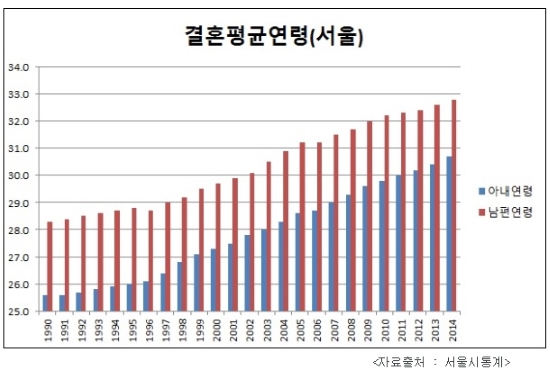 결혼 평균연령(서울시 통계)