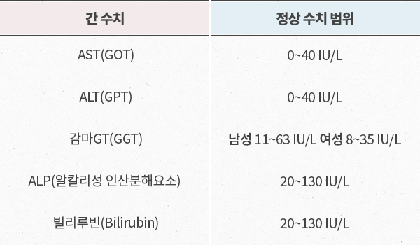 간기능검사 정상수치