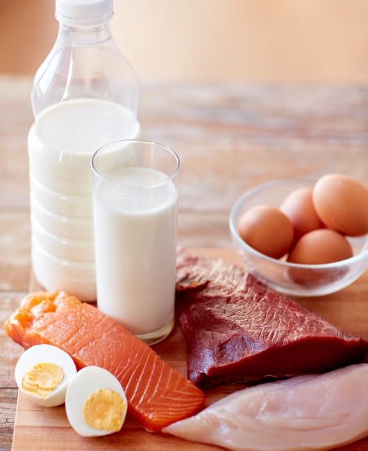 소고기, 연어, 달걀, 우유 등 단백질 식품