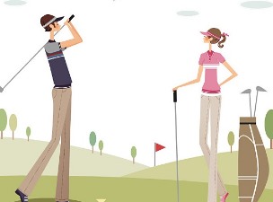 골프를 치는 남녀 삽화
