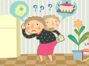 건망증 증상이 있는 할머니 삽화
